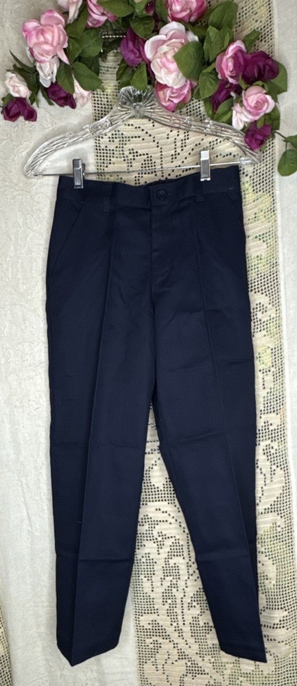 Real School Boys Size 10 Husky Uniform Pants Flat Front Navy NWT Academic