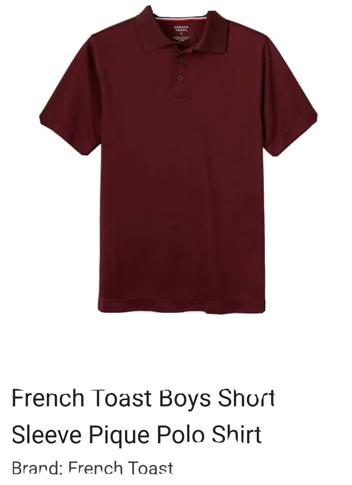 Box Lot 138 Pcs @ School By French Toast Softer Polo Shirt Burgundy 16/18