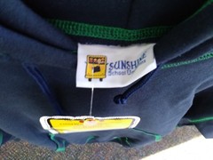 Hooded Sweatshirt Navy w/ Green Youth Large Sunshine School Uniforms #13