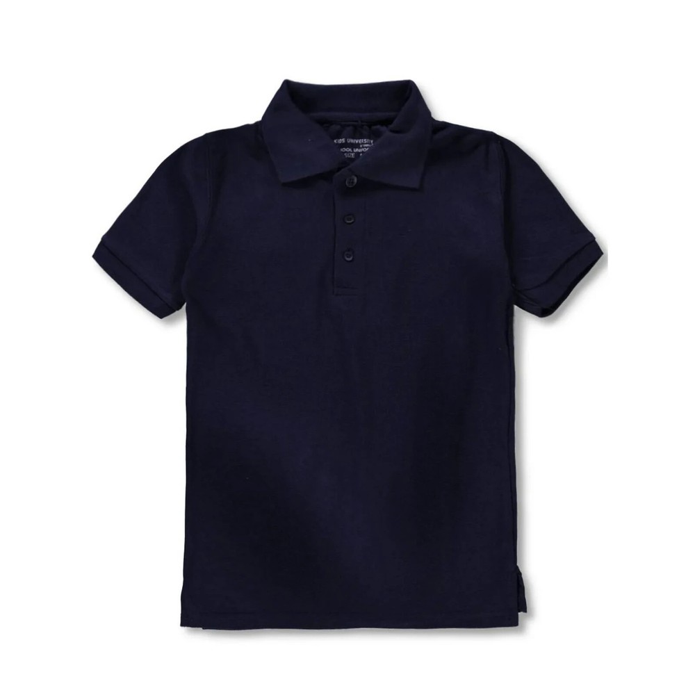 Kids University Youth Pique Polo Shirts Boys Size 6 Navy Blue Cotton Blend