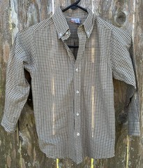 ORIENT EXPRESSED Size 7 Button Down Dress Shirt Brown Green Tiny Gingham