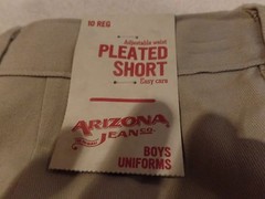 Boys, Arizona Jeans, School Uniform Shorts, Size:10, Pleated, Khaki, NWT