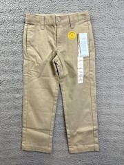 Cat & Jack Pants Boys 5 Beige Straight Leg Twill School Uniform Reinforced Knee