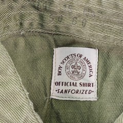 Vintage Boy Scouts Of America Uniform Shirt Hat Boys Medium Green Twill Patches