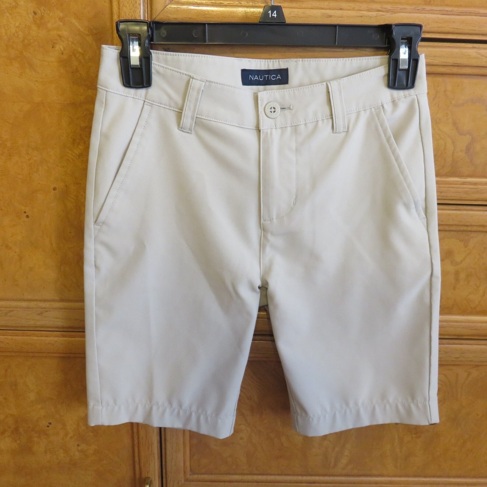 Boy’s Nautica beige shorts school uniform dress golf shorts size 10 EUC