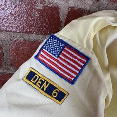 Vintage Boy Scouts Of America Uniform Shirt Boys 14 Yellow Patches USA 70s