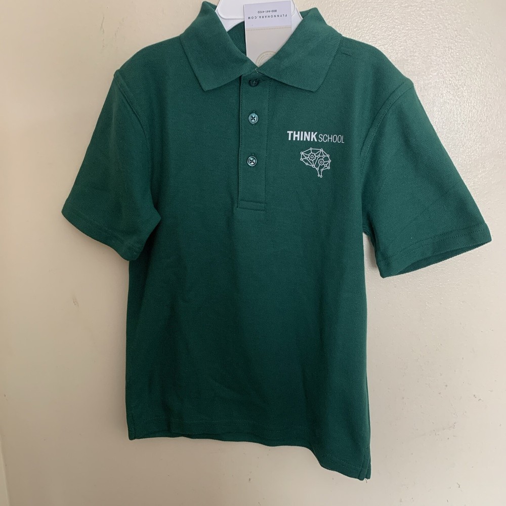 NWT Flynn O’ Hara Uniforms Short Sleeve Polo Shirt With Logo Size YS 6-8 Green