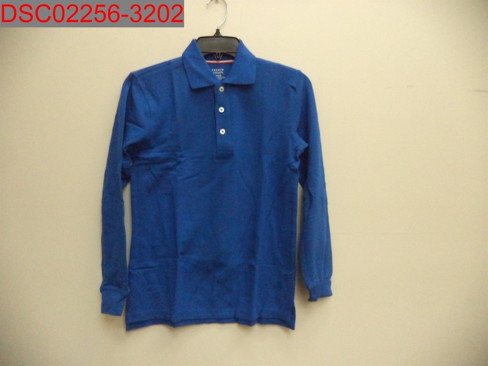 French Toast Boys Royal Blue Long Sleeve Pique Polo, Size L (10/12) 884503503066