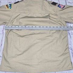 Boy Scouts of America Youth Medium Tan Short Sleeve Uniform Shirt patches BSA
