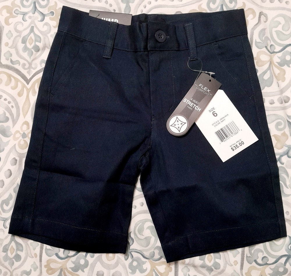Jump Start Boys’ Navy Uniform Shorts Size 6 Set of 3 Flex Comfort
