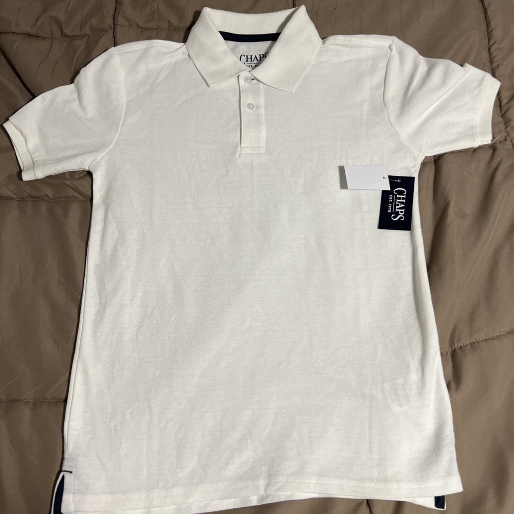 New Boys Youth Large Chaps Polo Shirt White- School Uniform Large