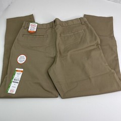 School Uniform Pants Husky 12 Straight Leg Beige Adjust Waist Stretch Reinforce