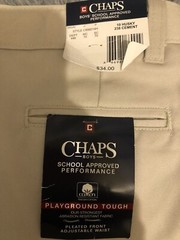 Chaps Boys School Approved Performance Pants 10 Husky Cement~NEW