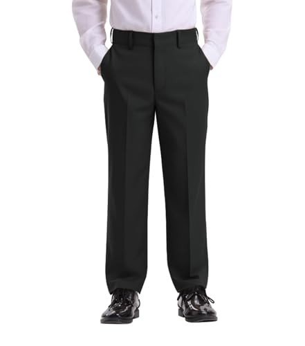 Dreammonkey 5T-20Years Boys Flat Front Dress Pants Uniform Pants 14 Black