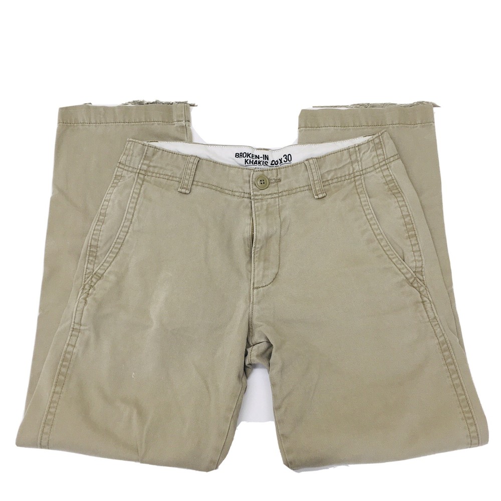Junior Boy’s OLD NAVY Sz 28×30 Broken-In Khaki Cotton School Uniform Pants Good‼