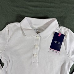 IZOD Girls White Long Sleeve Polo Shirt XS 6 6X School Uniform NWT