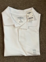 NEW Oshkosh Boys Size 8 School Uniform Polo Style Shirt Short Sleeve White