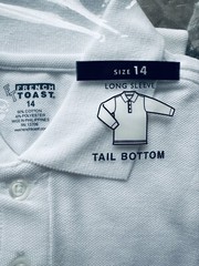 NEW Uniform Polo Boys/Girls Long Sleeve White Size 14 Youth French Toast Brand