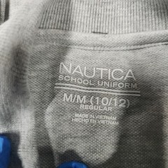 Nautica School Uniform Youth Polo Shirt M 10/12 Cotton Light Grey Heather 139