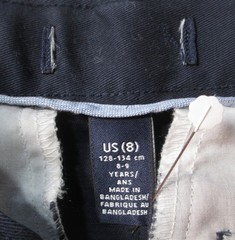 LANDS END Classic Navy School Uniform Plain Front Chino UNHEMMED Pants Boys 8