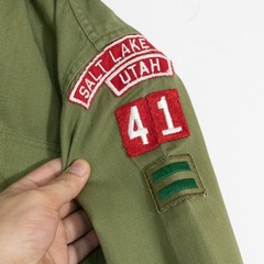 Vintage Boy Scouts of America Sanforized Shirt Youth Size Patches Utah Salt Lake