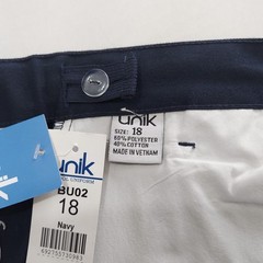 Unik School Uniform Pants Boys Size 18 Navy Blue Adjustable Waist NWT New