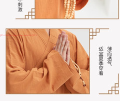 Buddhist Shaolin Monk Robe Full Set/Cotton Thin Kung Fu Suit Meditation Uniforms