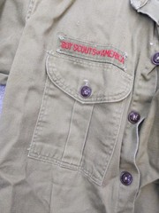 Vintage Boy Scouts Of America Shirt Boys XS Green Twill Button Front Uniform