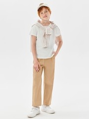 Boys Elastic Waist Pants Kids Uniform School Cotton Twill 9-10 Years Brown