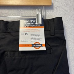NWT Smith’s Boys Uniform Pants Youth Size 20 Black Flat Front Adjustable Waist