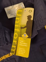 NWT Boy Scouts Of America Shirt Boys Youth S Blue Button Up Flag Uniform USA