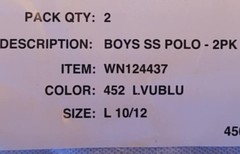 6 Wonder Nation Boys Uniform Short Sleeve Polo Shirts, LT BLUE, BOYS LGE (10-12)