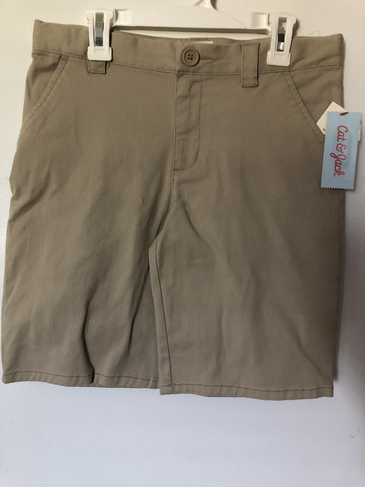 Boys Cat & Jack Khaki Uniform Shorts with Adjustable Waist Size 14