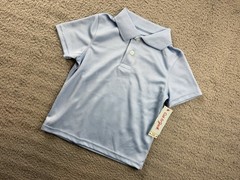 Cat & Jack Boys Youth XS 4/5 Blue Short Sleeve Performance School Uniform Polo