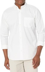 IZOD Young Men’s Long Sleeve Button-Down Oxford Shirt Uniform, White, Size S