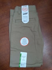 Boys Khaki School Uniform Pants Reinforced Knee & Adjust Waist Sz. 4 Straight