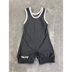 Elite Sports Black Kids Wresling Singlet with White Trim