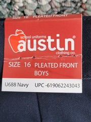Austin Pleated Front Boys Navy Pants Size 16