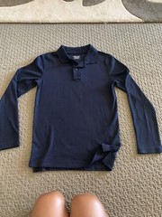Cherokee Boys Uniform Long Sleeve Polo Size L (12/14) Blue