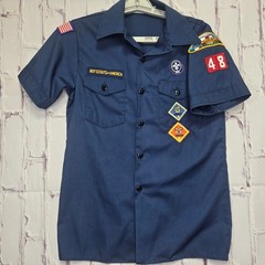 Boy Scouts of America Youth Large Navy Blue Uniform Shirt Patches 84093 USA Made