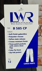 BNWT Boys Sz 12 LW Reid Brand Black Elastic Waist Cargo Side Pocket School Pants