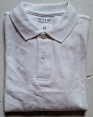 George Boys School Uniforms Long Sleeve Pique Polo Shirt White Size Small 6-7
