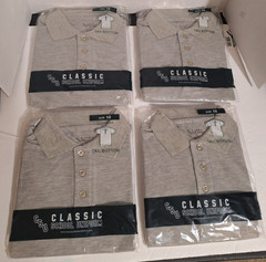 Lot of 4 Boys Gray Classic School Uniform SS Pique Polo Shirts Size 10 NIP