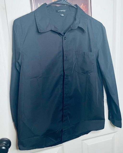 Spring & Gege Black Button Down Collared Long Sleeve Shirt Boys Youth 14-16 XL