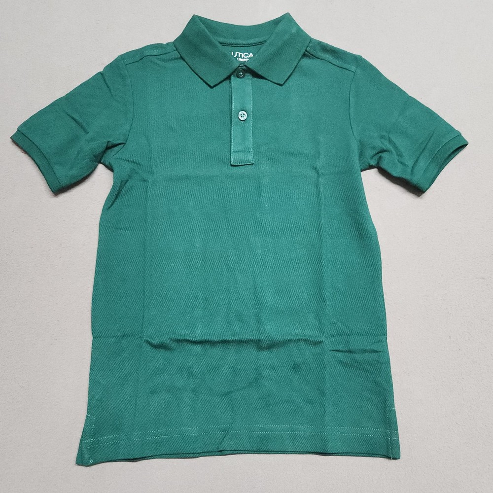 Nautica School Uniform Youth Polo Shirt S 8 Regular Cotton Blend Green 153