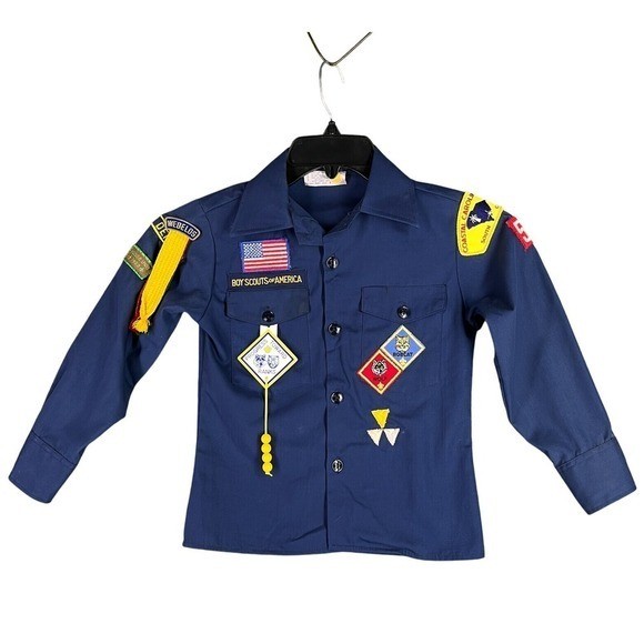 Boy Scouts Uniform Shirt Youth 8 Patches Button-Up South Carolina BSA Scouting