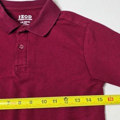 IZOD Polo Shirt Boys L 14/16 Burgundy Short Sleeve School Uniform Pique