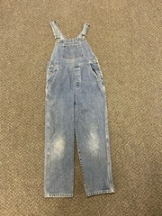 Vintage LL Bean Blue Denim Bib Overalls Youth Size Medium 100% Cotton Utility