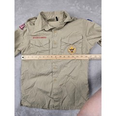 Boy Scouts of America Shirt Kids Youth M Tan Poly Cotton Patches Gorpcore