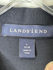 Lands’ End Polo Shirt Boys Large 14-16 Navy Blue Short Sleeve School Uniform